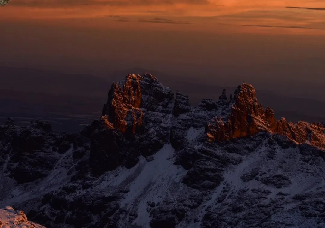 Image of Mount Kenya on sunset.