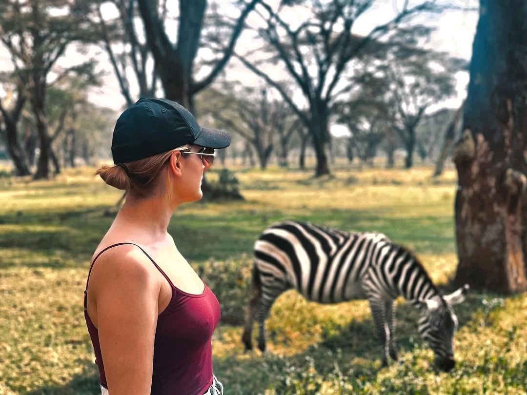 visitor at lake nakuru having safari drive